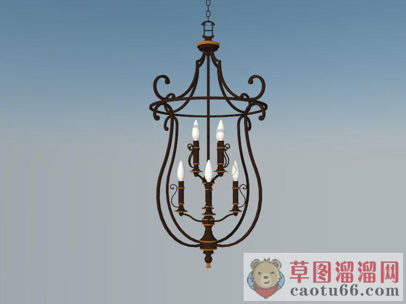 欧式蜡烛吊灯SU模型