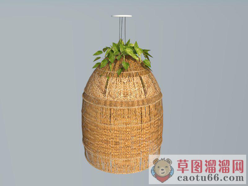 东南亚藤制吊灯SU模型