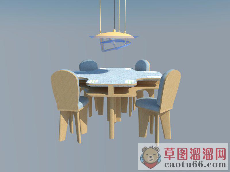 现代餐桌椅吊灯SU模型