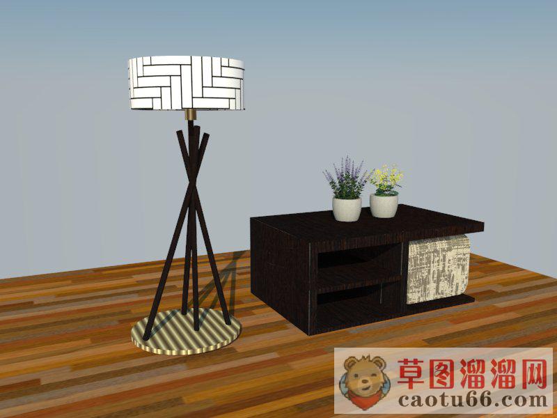 落地灯边桌茶几SU模型