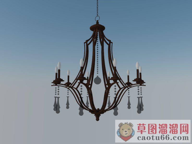 欧式吊坠吊灯SU模型