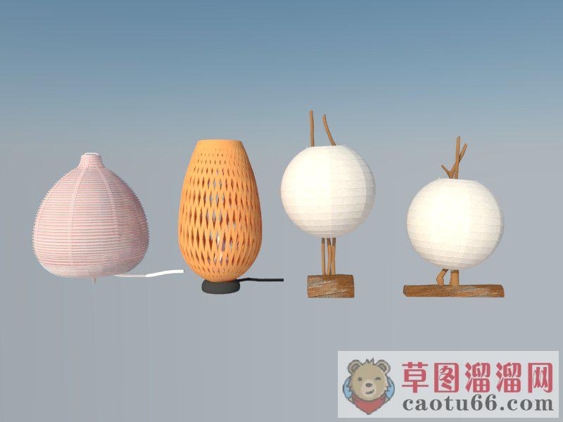 中式灯笼桌灯SU模型