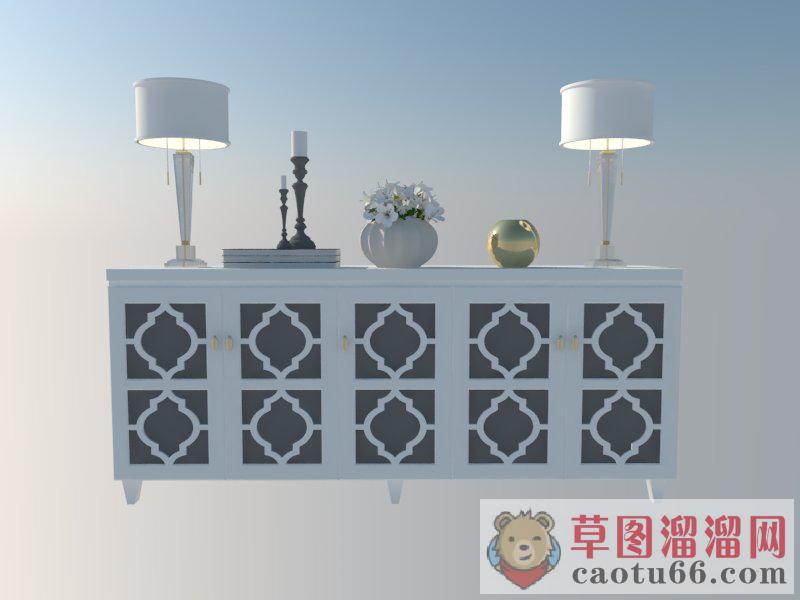 北欧边桌柜桌灯SU模型