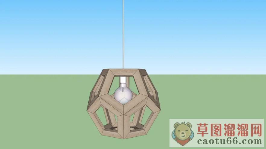 几何木质吊灯SU模型
