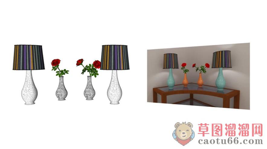 花瓶台灯桌灯SU模型