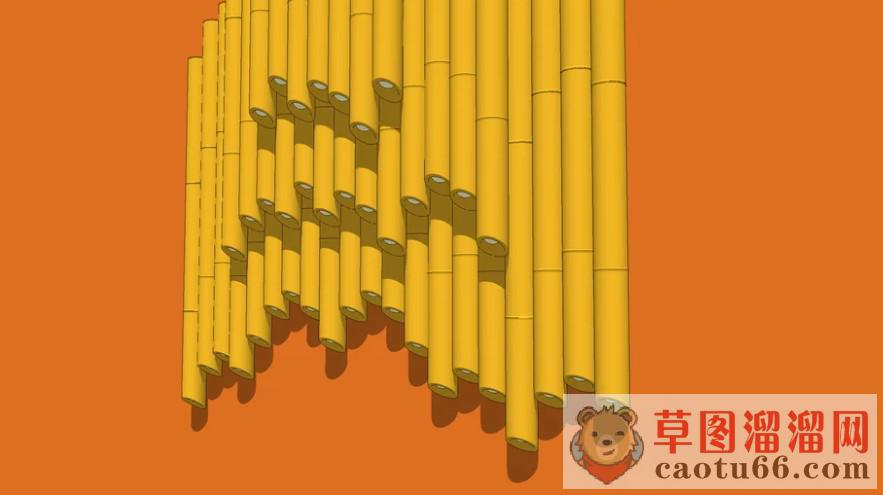 竹制吊灯灯具SU模型