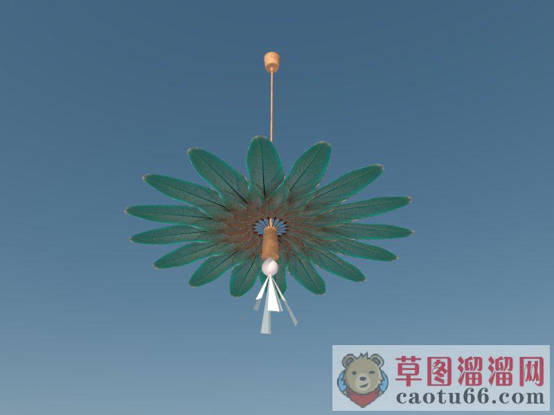 孔雀开屏吊灯灯具SU模型