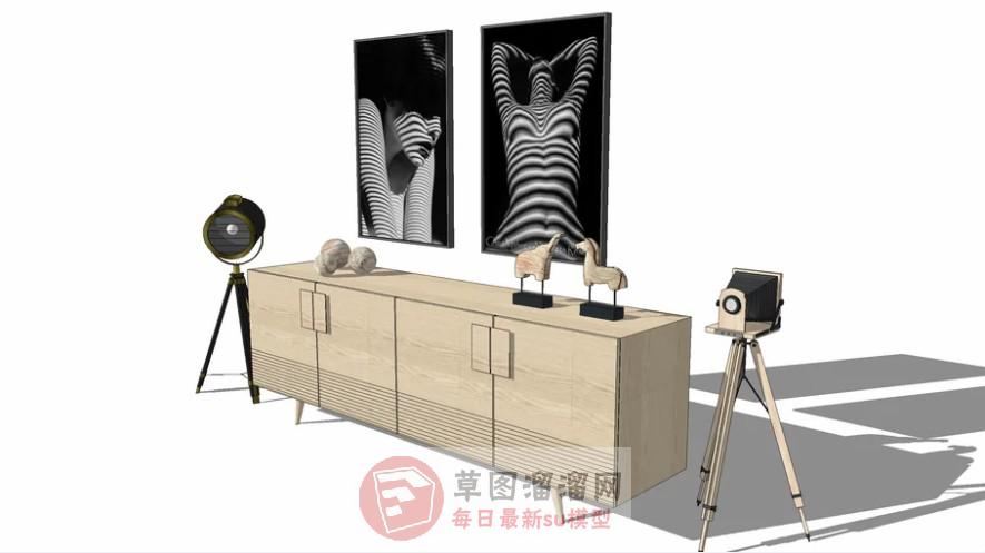 边桌柜工艺品落地灯SU模型