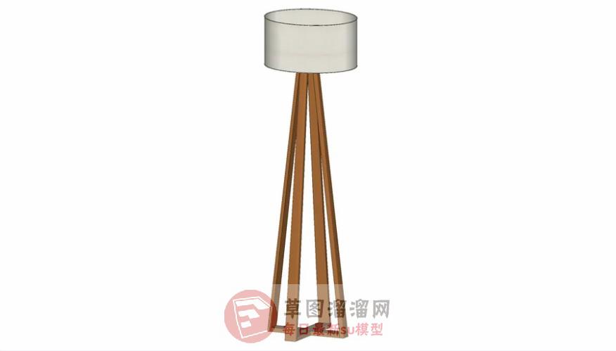 木质落地灯灯具SU模型