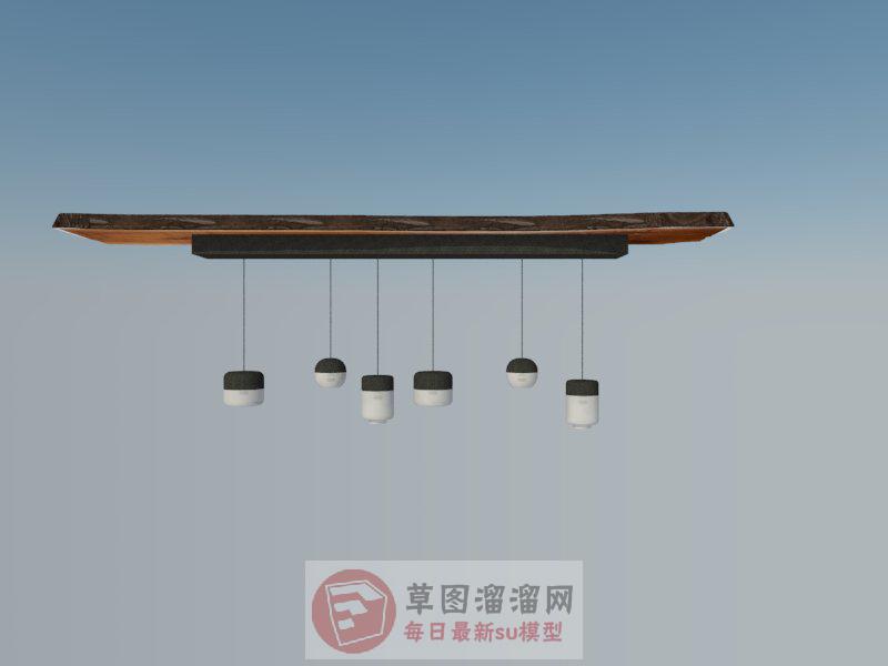 木制吊灯灯具SU模型