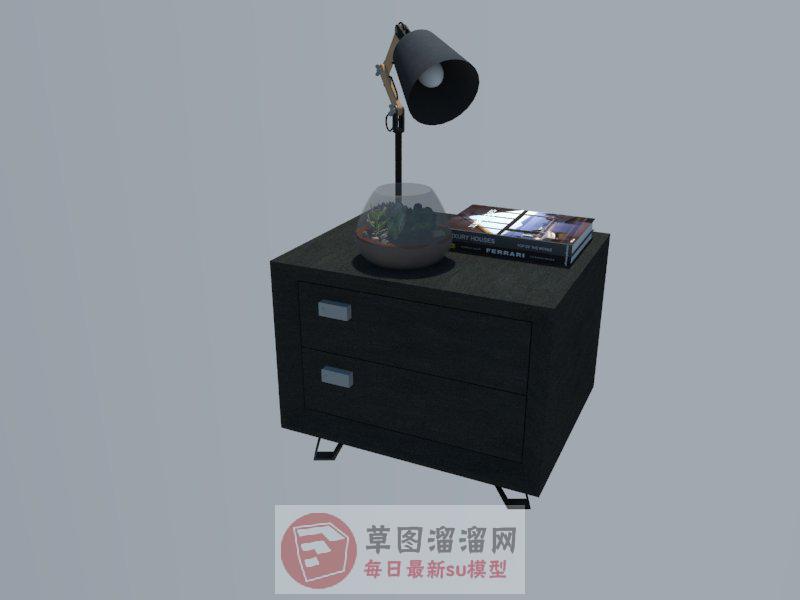 边桌台灯书本SU模型