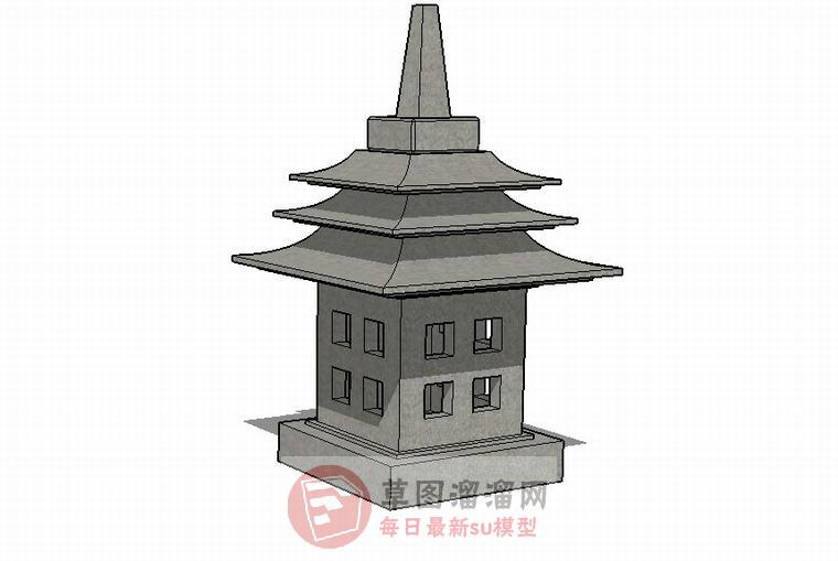 日式石灯SU模型