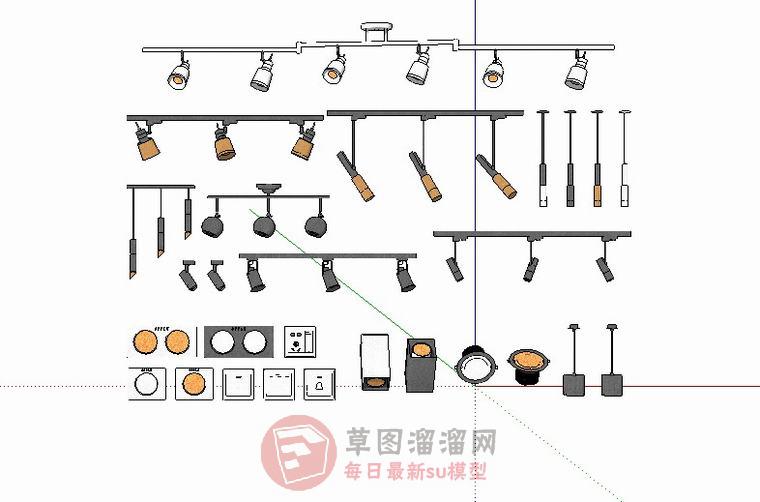 轨道灯射灯开关SU模型