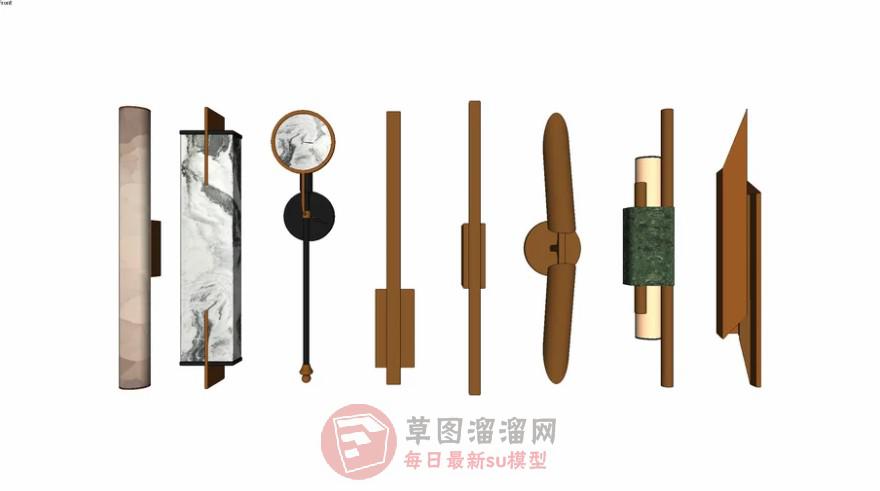 中式壁灯灯具SU模型