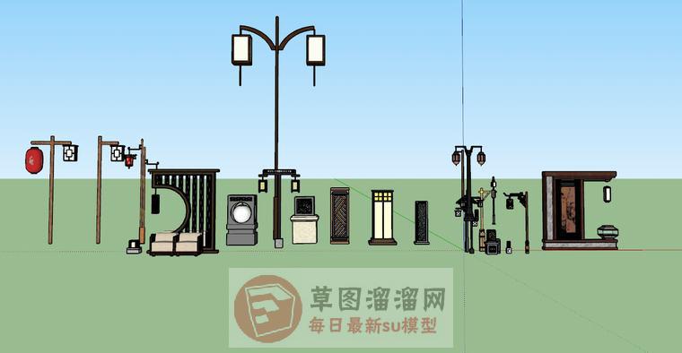 新中式灯具SU模型