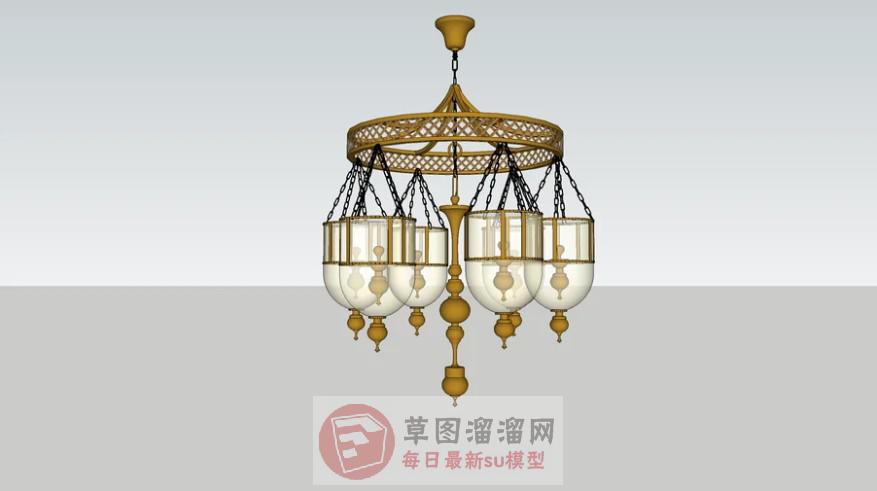 欧式吊灯灯具SU模型