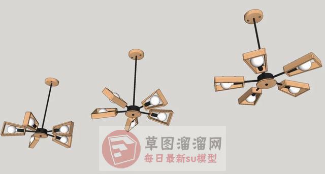 风扇造型吊灯灯具SU模型