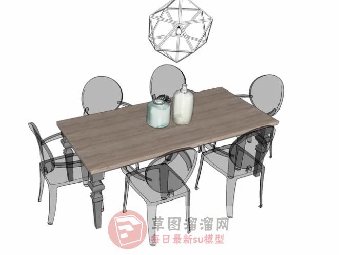餐桌椅吊灯SU模型