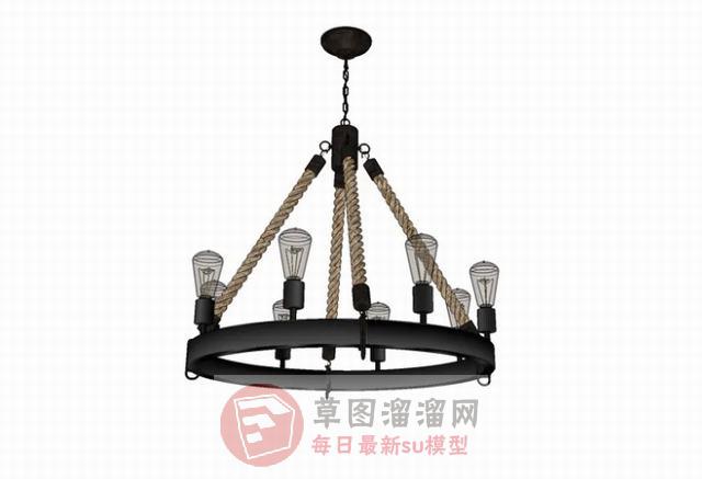 麻绳吊灯灯具SU模型