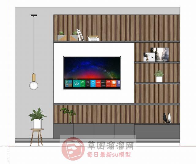 电视柜电视机花盆SU模型