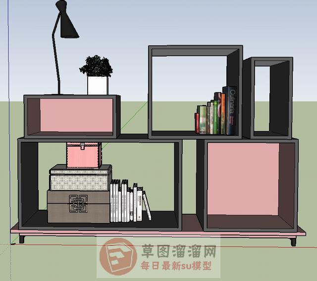 书架书柜灯台SU模型