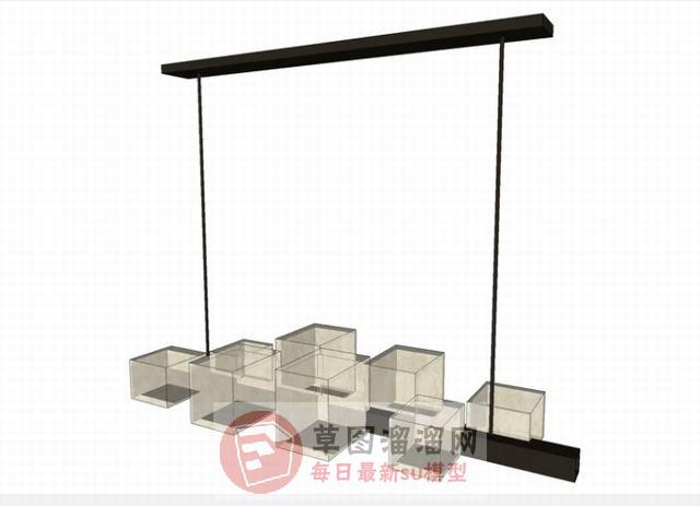 枝盒吊灯灯具SU模型