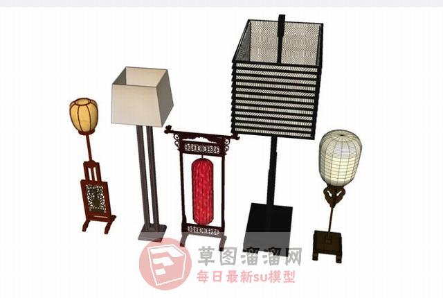 中式桌灯灯具SU模型