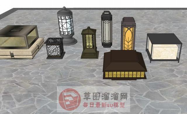中式庭院灯灯具SU模型