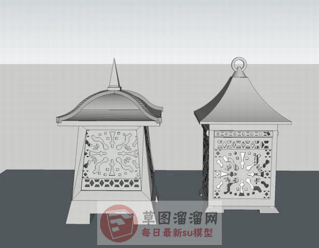 泰式石灯笼庭院灯SU模型
