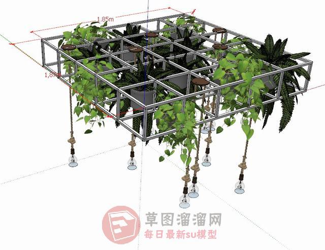 绿植钢架吊灯SU模型