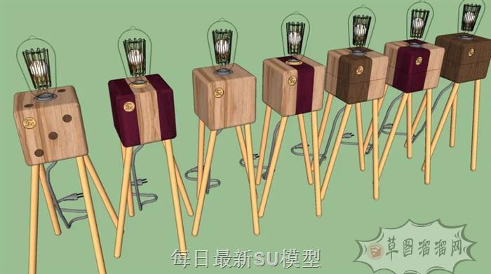 木质落地灯灯具SU模型
