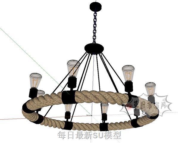 麻绳吊灯灯具SU模型