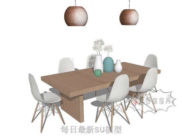 餐桌椅吊灯SU模型