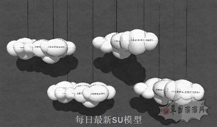 云朵装饰吊灯SU模型