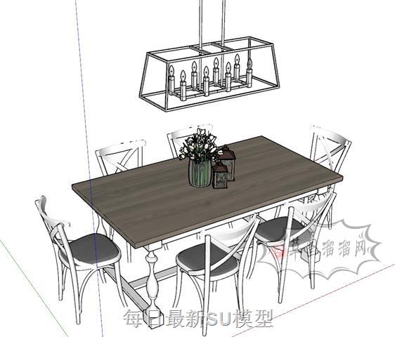 餐桌椅吊灯SU模型