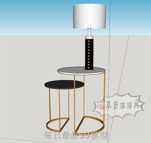 角桌桌灯SU模型