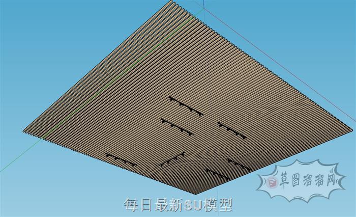 格栅吊顶轨道灯SU模型