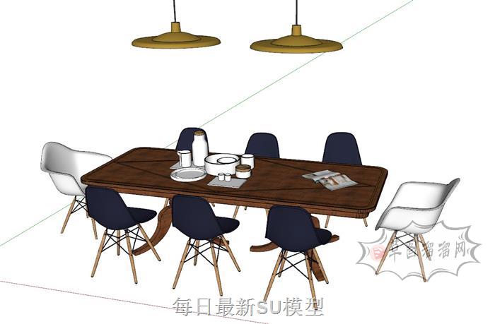 餐桌椅吊灯SU模型