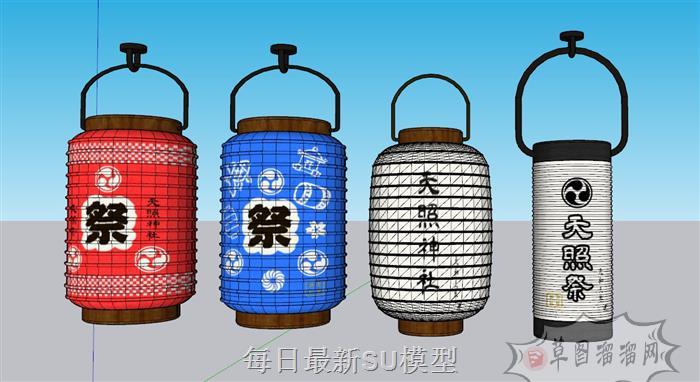 日式灯笼挂饰SU模型