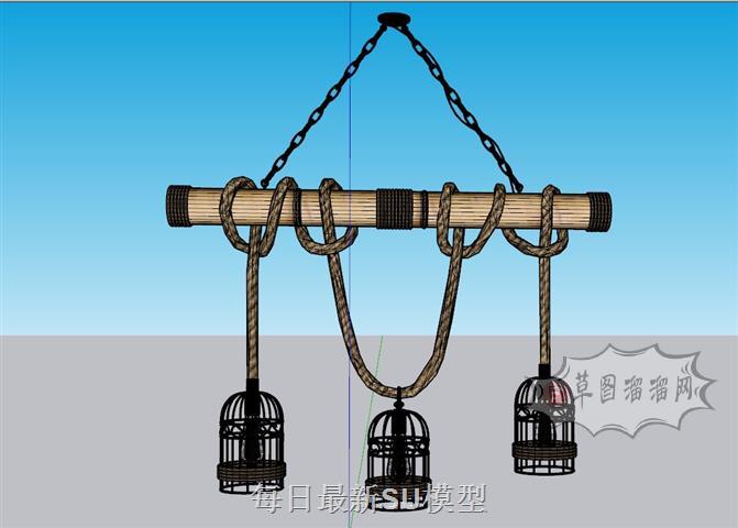 麻绳吊灯灯具SU模型