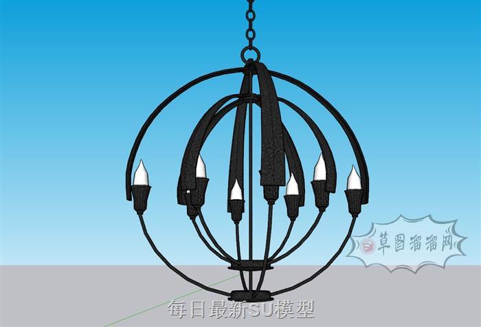圆形镂空吊灯SU模型