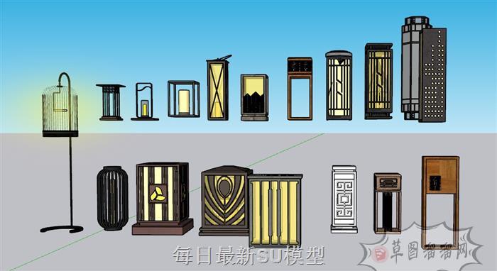 中式景观灯灯具SU模型