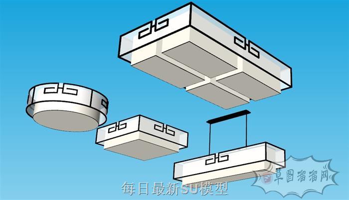 新中式灯具吊灯SU模型