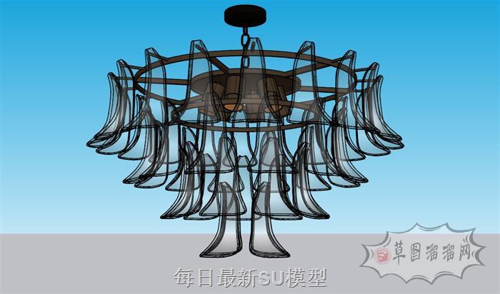 新中式吊灯灯具SU模型