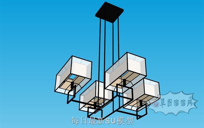 中式吊灯灯具SU模型