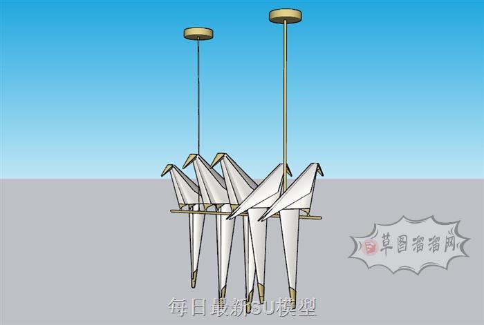 折纸鸟吊灯SU模型