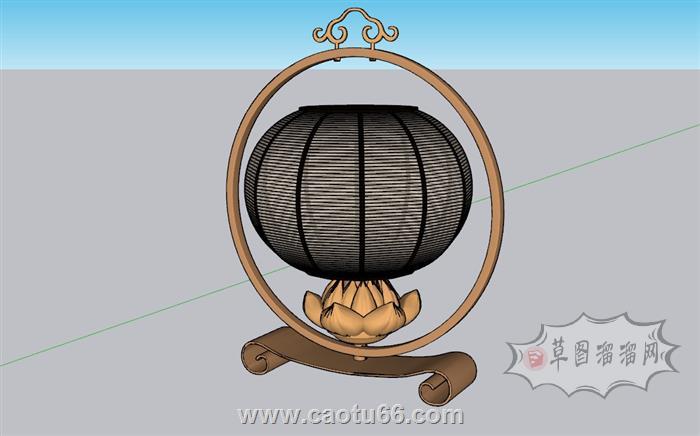 中式桌灯灯具SU模型