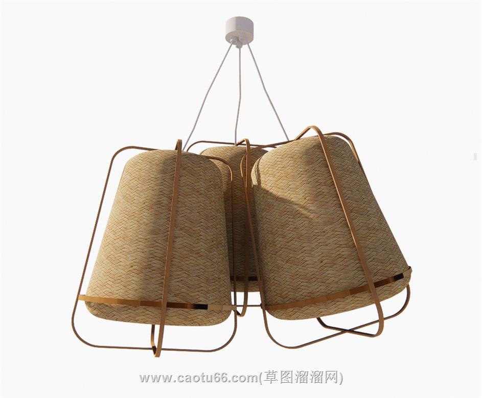 藤制吊灯灯具SU模型