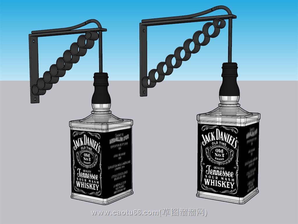 工业风酒瓶灯具SU模型