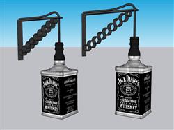 工业风酒瓶灯具SU模型